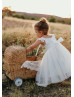 Ivory Lace Tulle Flower Girl Dress With Beaded Belt